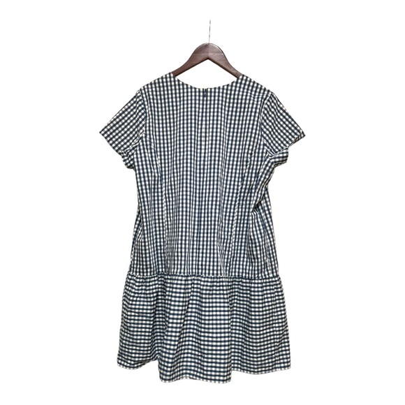 J. Crew x universal standard Poplin Drop Waist Gingham Plaid Blue White Dress 2X - Picture 6 of 7